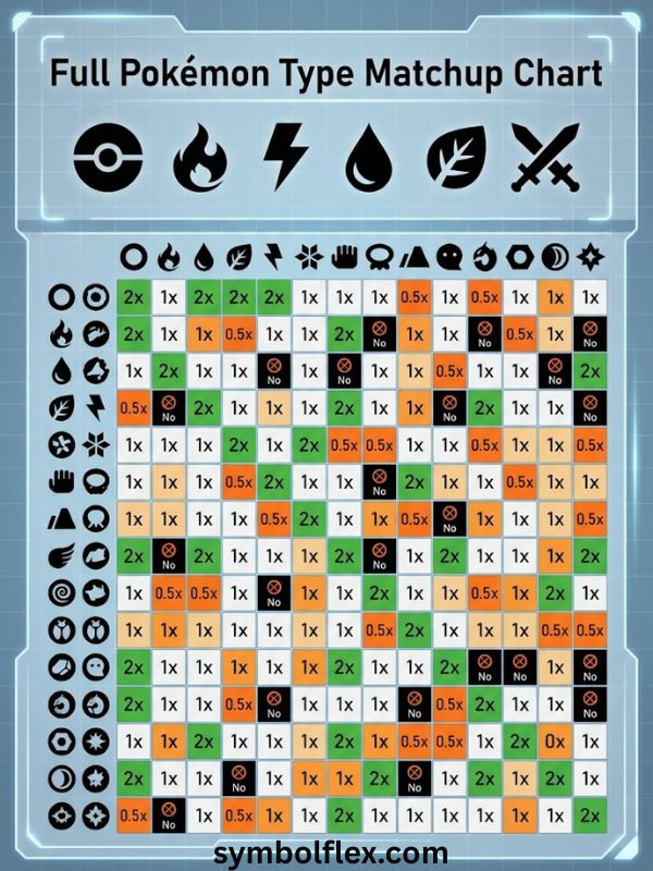 Full Pokémon Type Matchup Chart