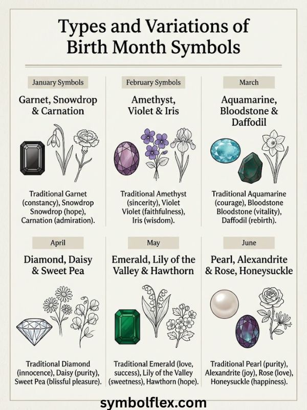 Types and Variations of Birth Month Symbols